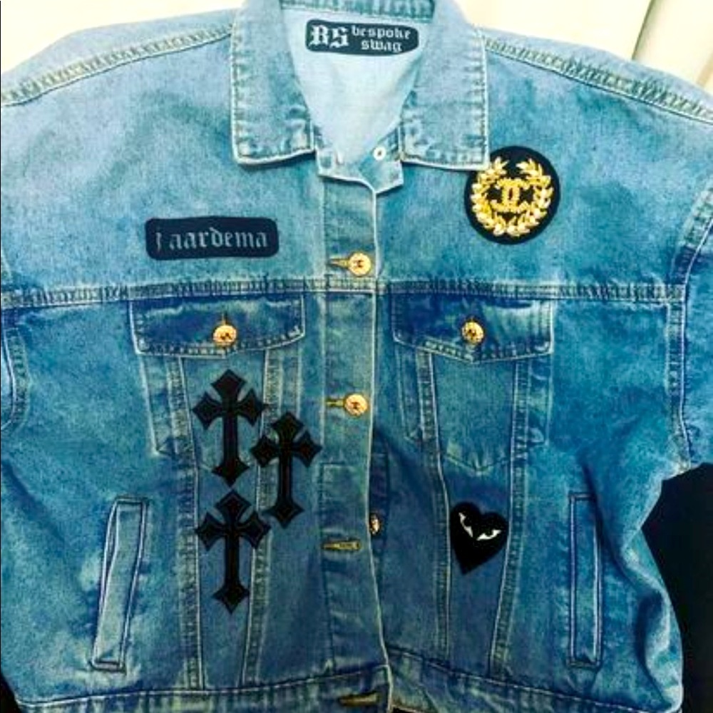 Bespoke Denim Jacket with Repurposed Chanel Buttons and Patch